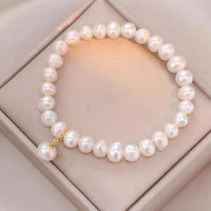 Freshwater Pearl Bracelet Elegant Natural Baroque Pearl Jewelry With Alloy Chain For Women Korean Fashion Style
