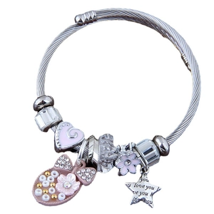 Mode Damen Charm Armband Legierung Emaille Herz Straßbogen Blume Stern Anhänger Draht Schmuck Süßes Personalisiertes Geschenk