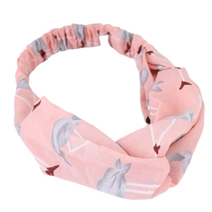 Rosa Bohemian Haarband mit Flamingo-Muster und elastischem Stoff für Damen Mode
