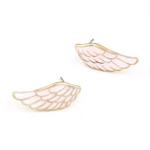 Boucles D'oreilles Puces En Forme D'aile Alliage Émail Texture Plume Bijoux De Mode Pour Femmes Bijoux D'aile Élégants Pour Le Quotidien