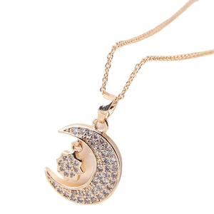 Collier Pendentif Délicat En Alliage Zircon Mode Coeur Lune Étoile Ailes D'Ange Style Bijoux Femmes