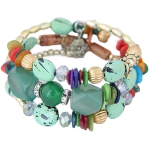 Bracelet bohème multicouche avec pierres turquoise et perles à facettes colorées