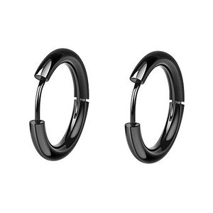 Orecchini a cerchio huggie neri classici 10-14mm in acciaio al titanio per uomo lucido