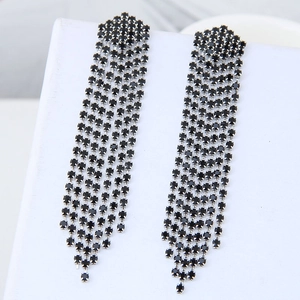 Boucles d'oreilles pendantes à pampilles en cristal noir pour mariages et soirées