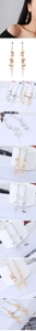 Detailed view of long butterfly tassel earrings with 925 silver needles and gold finish