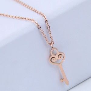 Stainless Steel Rose Gold Plated Necklace For Women Featuring Key Star Daisy Flower Heart Pendants Fashion Jewelry