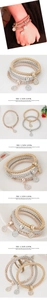 Detailed view of three-piece tricolor popcorn mesh bracelets with crystal pavé pendants