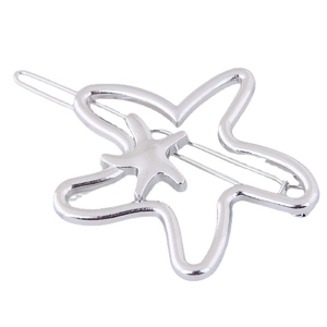 Barrette étoile de mer argentée minimaliste avec design métallique superposé