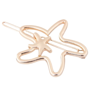 Barrette à cheveux étoile de mer dorée minimaliste au design métallique double couche