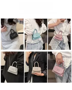 Glittery mini butterfly bow handbags in multiple colors with chain straps for women
