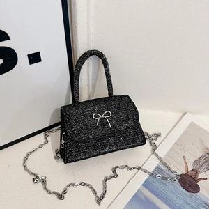 Mini Sac Bandoulière Pailleté pour Femmes Sac à Main Élégant à Paillettes avec Nœud et Bandoulière Chaîne Métallique pour Soirée