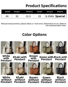 Detailed size dimensions and color options for this ruched fabric commuter tote bag