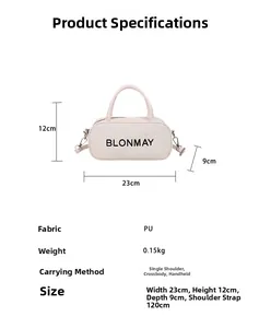 Detailed size parameters of pink small Boston handbag with brand lettering