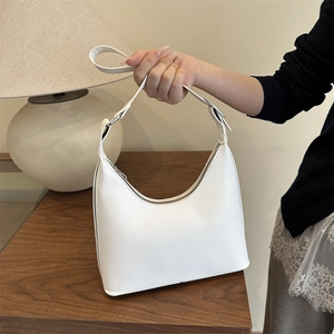 Minimalist Hobo Bag PU Leather Solid Color Underarm Shoulder Bag For Women Trendy Urban Style Zipper Closure