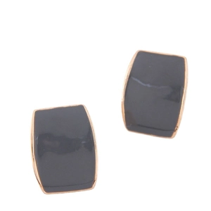 Boucles d'oreilles rétro en résine noire avec bordure dorée de forme rectangulaire épurée