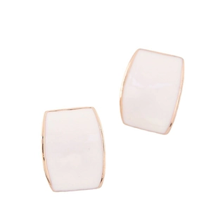 Boucles d'oreilles clips vintage carrées dorées avec incrustation résine blanche