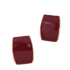 Boucles d'oreilles vintage en résine rouge foncé avec monture en alliage doré chic