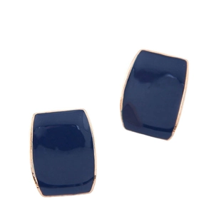 Boucles d'oreilles vintage en résine bleu marine avec monture en alliage doré chic