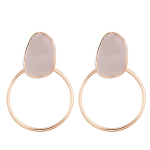 Alloy Enamel Geometric Big Hoop Earrings With Silver Earring Post Korean Style Sweet Candy Color For Women