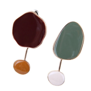 Irreguläre Geometrische Emaille Ohrringe Legierung Öltropfen Retro Asymmetrisch Kontrastfarbe Abstrakte Kunst Stil Schmuck Damen