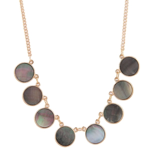 Elegant Korean Style Alloy Necklace With Round Shell Pendants Minimalist Golden Wave Chain Fashion Jewelry For Women