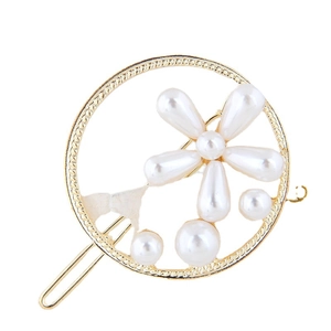 Barrette dorée élégante de style français avec motif fleur de marguerite en perles