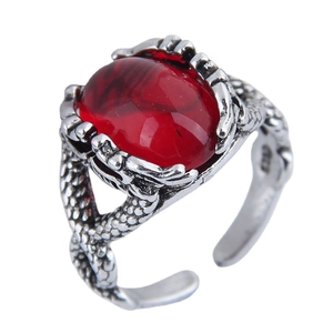 Vintage silver claw ring with large oval red gemstone and S925 sterling silver stamp