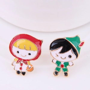Cartoon Character Asymmetric Stud Earrings Fairytale Enamel Alloy Jewelry Novelty For Women