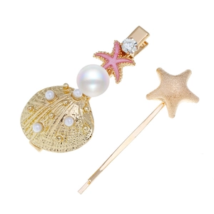 Mollette Per Capelli Stella Marina Conchiglia Lega Oro Perla Artificial Sintetica Strass Tema Oceano Stile Marino Copricapo Vacanze Per Donne