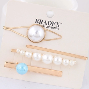 Koreaanse Stijl Legering Namaakparel Haarspeld Set Voor Dames Minimalistische Gouden Metalen Geometrische Haarspelden