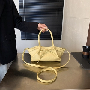 Sac à main en Cuir PU pour Femme avec Nœud Plissé Sac Cabas Élégant Porté Épaule ou Bandoulière pour le Bureau