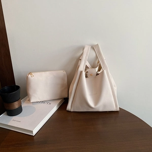 Women Minimalist PU Pebbled Leather Bucket Bag Set Large Capacity Shoulder Crossbody Tote Handbag Daily Commute Sub-Mother Bag