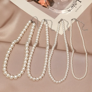 Titanium Steel Artificial Pearl Necklace Elegant Choker Collar Bone Chain Fashion Jewelry Gift For Women