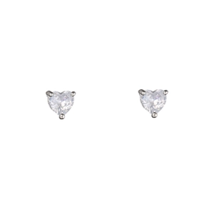 Elegant heart-shaped zircon stud earrings in silver minimalist jewelry set for women