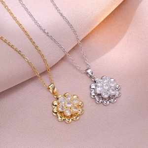 Collana Con Ciondolo A Fiore Rotante In Acciaio Inossidabile Con Zircone Intarsiato Gioielli Floreali Per Donna Regalo