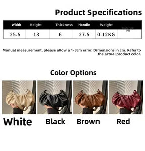 Detailed size specifications for the soft cloud baguette bag with multiple color options