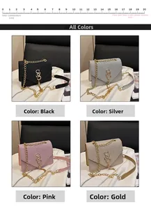 Detailed comparison of sparkly crossbody flap bags in black, silver, pink, and gold glitter