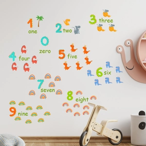 Educational dinosaur number wall stickers 0-9 for kids nursery room decor