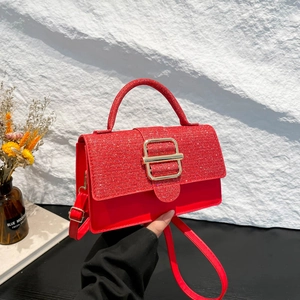 Sac à Main Femme en Cuir PU avec Épissage de Paillettes Sac à Bandoulière à Rabat Pailleté avec Boucle en Métal Doré Petit Sac Carré