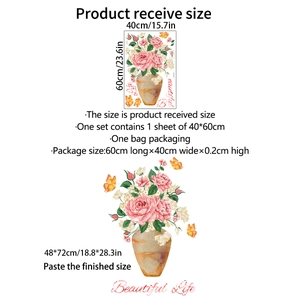 Wandsticker mit rosa Rosen Layout mit 40x60cm Bogen und 48x72cm Endmaß Ansicht