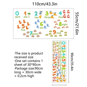 Cartoon dinosaur number wall decals with 30x90cm sheet for kids' room wall decoration