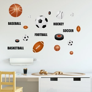 Sports Theme Wall Stickers Basketball Soccer Baseball PVC Self Adhesive Decals For Kids Room Bedroom Decor Removable Cartoon