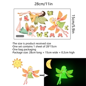 Luminous fairy and butterflies wall stickers showing day and night glowing effects