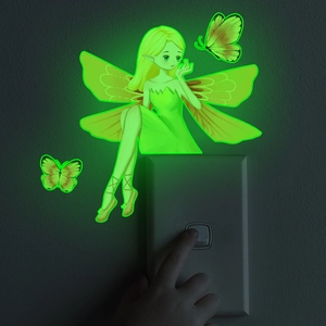 Luminous Fairy Butterfly Wall Stickers Glow In The Dark Switch Decor PVC Self Adhesive Cartoon Elves Decals Bedroom Home