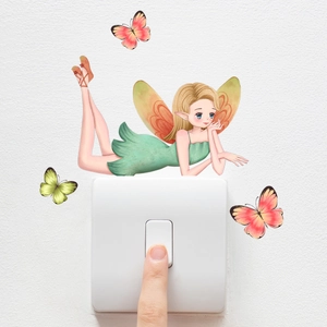 Luminous fairy and butterfly wall stickers for bedroom light switch decoration