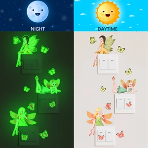 Luminous fairy and butterfly switch wall stickers set with day and night glowing effects