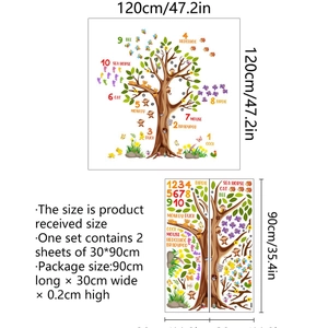 Educational animal tree wall decal with numbers for kids bedroom nursery decoration