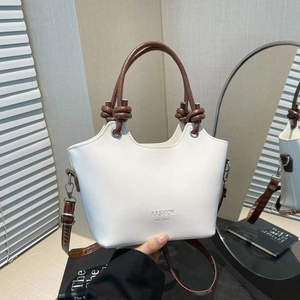 Fashion Minimalist PU Leather Bucket Bag For Women Texture Knotted Handle Crossbody Bag Versatile Shoulder Bag Handbag