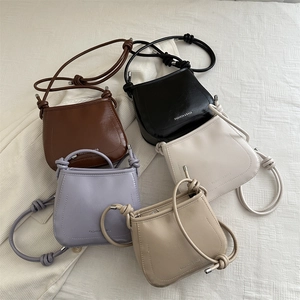 Chic bucket crossbody bag set in brown black white purple and khaki faux leather