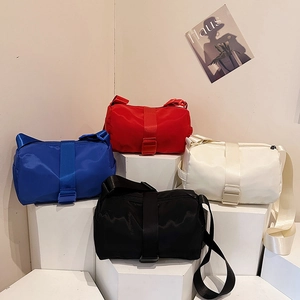 Minimalist Oxford fabric crossbody gym bags in blue, red, white, and black colors